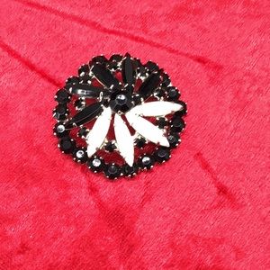 Black and White Faceted Brooch